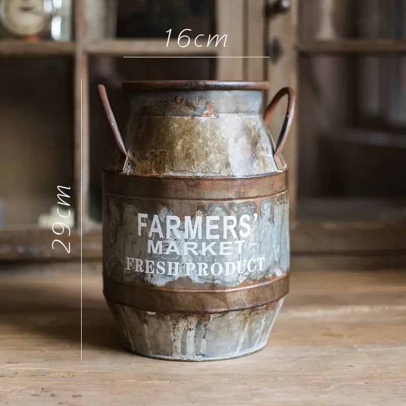 Rustic Metal Bucket Planter – Vintage Iron Flower Pot for Home & Garden Decor