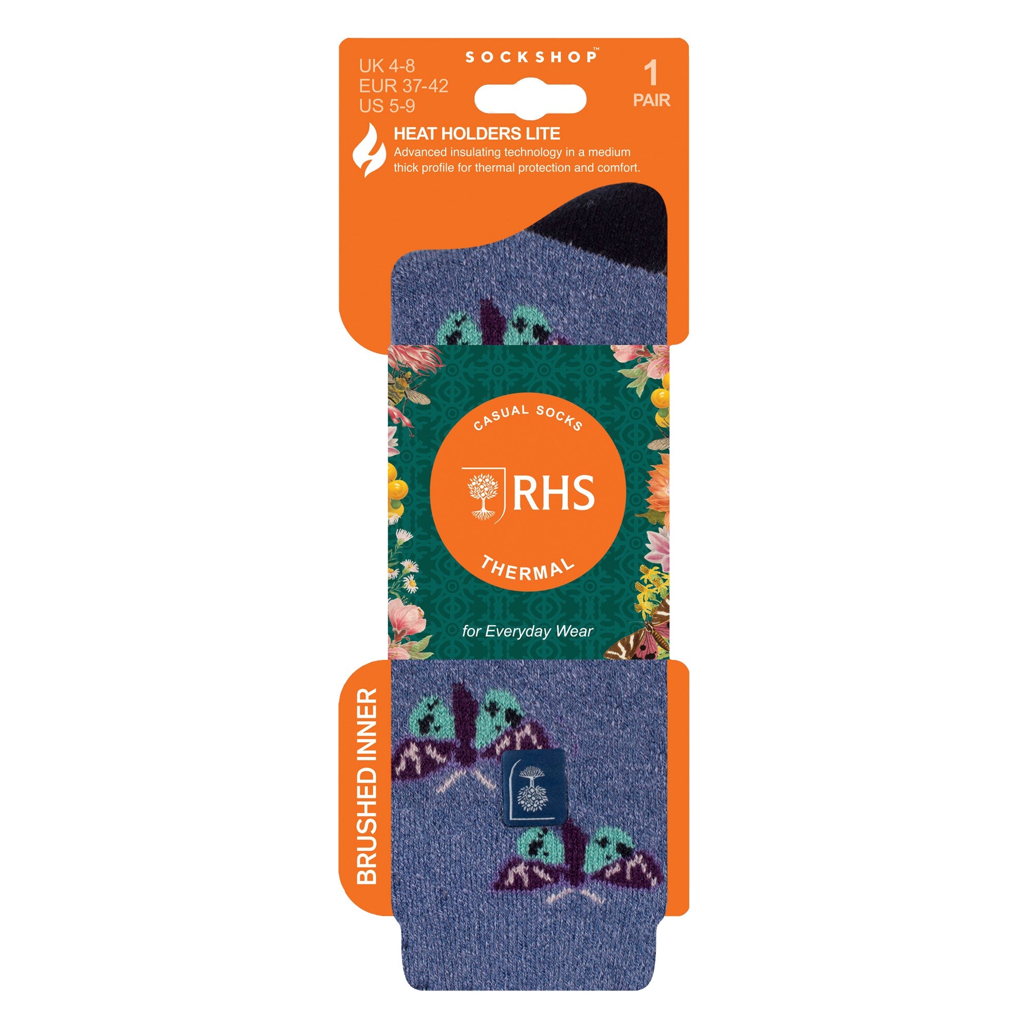 Womens Thermal Socks | Thin Floral Patterned Fleece Socks