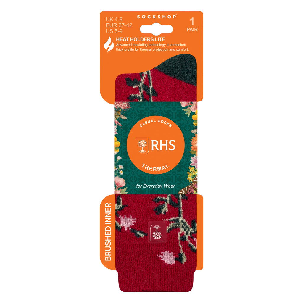 Womens Thermal Socks | Thin Floral Patterned Fleece Socks