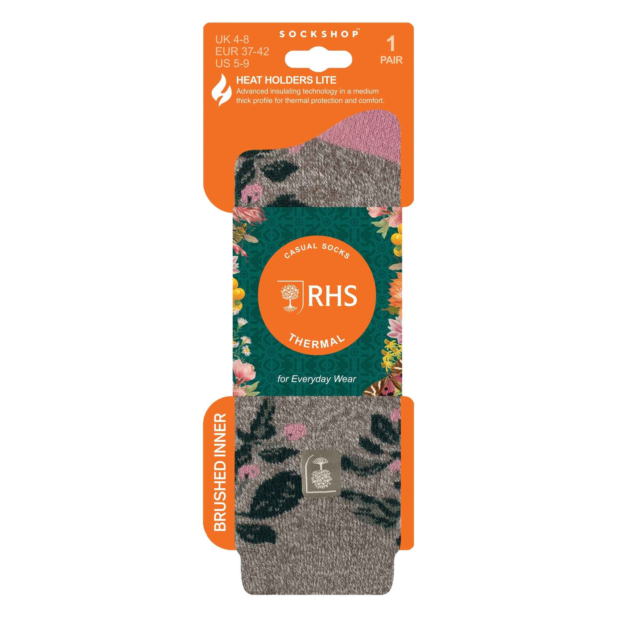 Womens Thermal Socks | Thin Floral Patterned Fleece Socks
