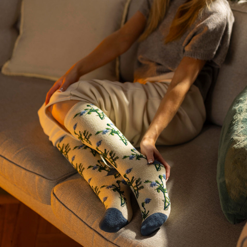 Long Wellington Boots Socks For Women | Floral Welly Socks