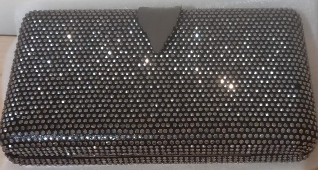Rhinestones Evening bag with leaf lock