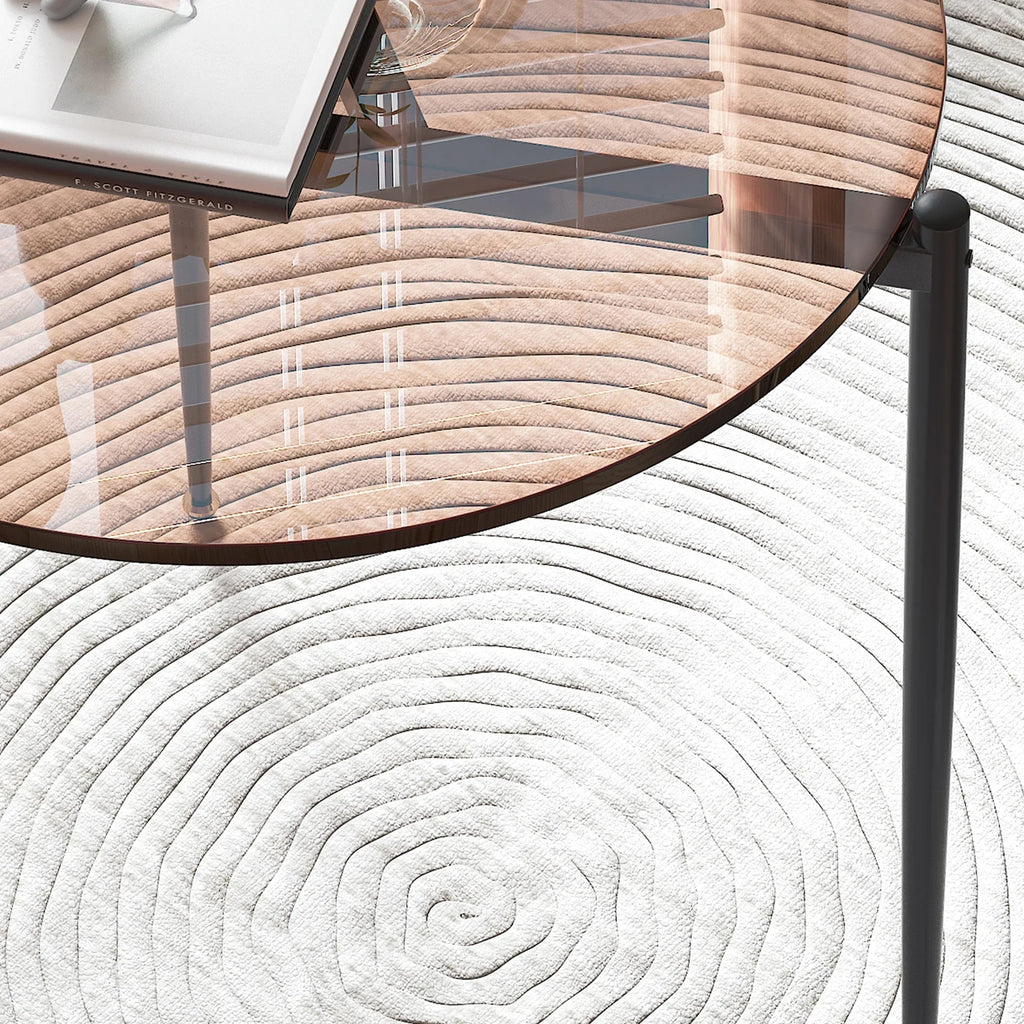 Modern Glass Coffee Table Side End Table Black Metal Legs Living Room Furniture Accent Table