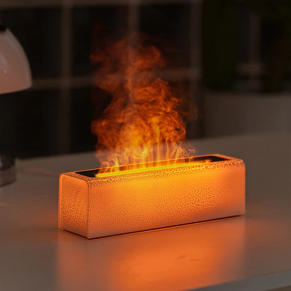 KINSCOTER RGB Flame Aroma Diffuser Air Humidifier Ultrasonic Cool Mist Maker Fogger LED Essential Oil Fire LED Lamp Difusor Gift