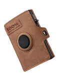 YATBEST Men's Leather Wallet With Coin Pocket AirTag Positioning Card Clip RFID Anti Magnetic Anti-Theft Card Swiping Bag