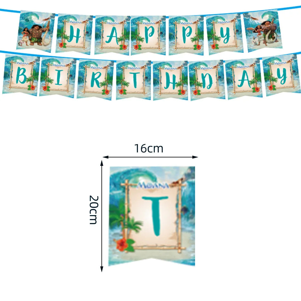 Disney Moana Birthday Decoration Tableware Cup Plate Backdrop Banner Kit Vaiana Moana Theme Happy Party Deco Balloons Supply Set