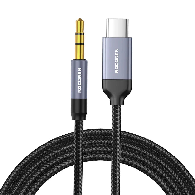 Rocoren AUX Cable Type C to 3.5mm Jack Audio Plug Speaker Adapter For Huawei iPone Realme Car Headphone Computer Converter Wire