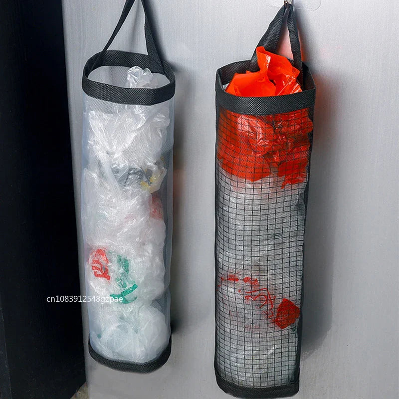 Hanging Plastic Bag Dispenser, Wall-Mounted Kitchen Storage Organizer