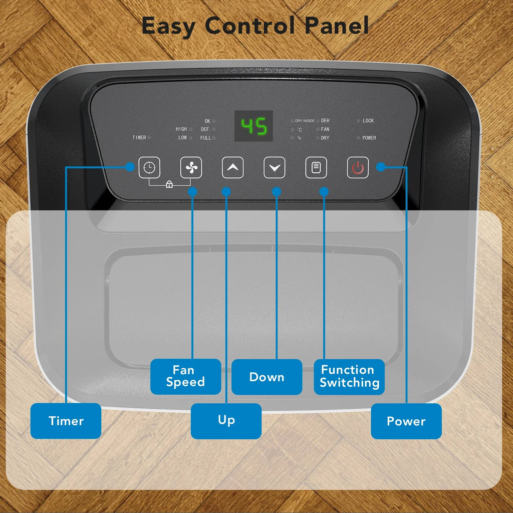 Dehumidifier For Home, 30L/Day Energy-Efficient Smart Dehumidifiers With 6L Tank, Digital Humidity Display, Perfect For Room