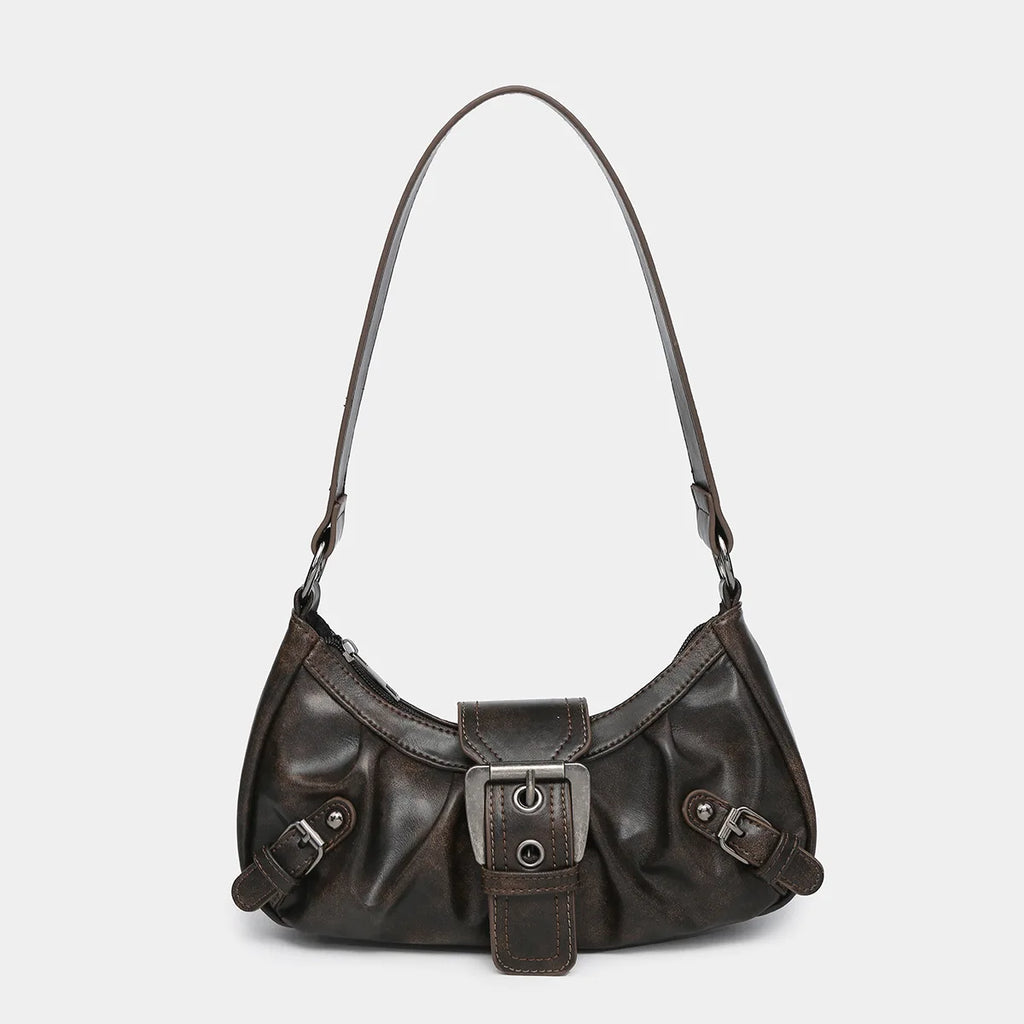 Hot Selling Maillard-Style Retro Small Bag Spicy Girl Y2K Wasteland-style Vintage Leather Shoulder Armpit Bag 2025