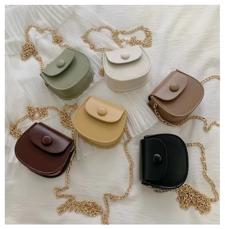 Fashion Kids Children PU Leather Shoulder Bag Lovely Baby Girls Mini Chain Coin Purse Cute Princess Crossbody Bags Small Wallet