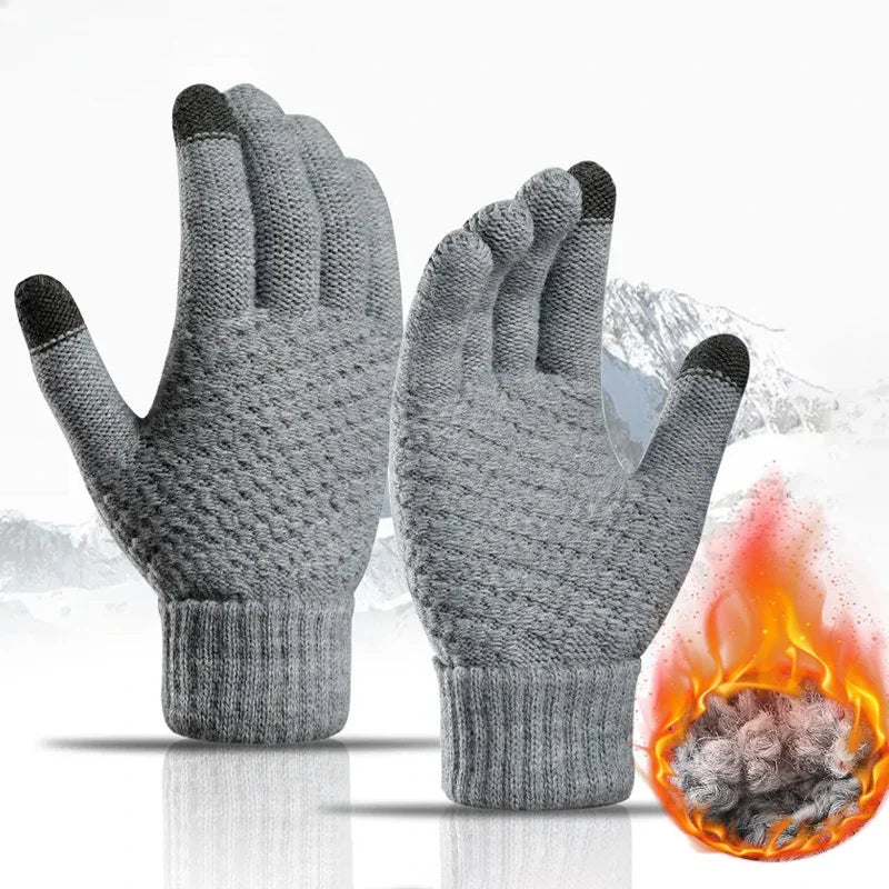 Winter Thermal Touch Screen Gloves – Warm Fleece Knit Unisex