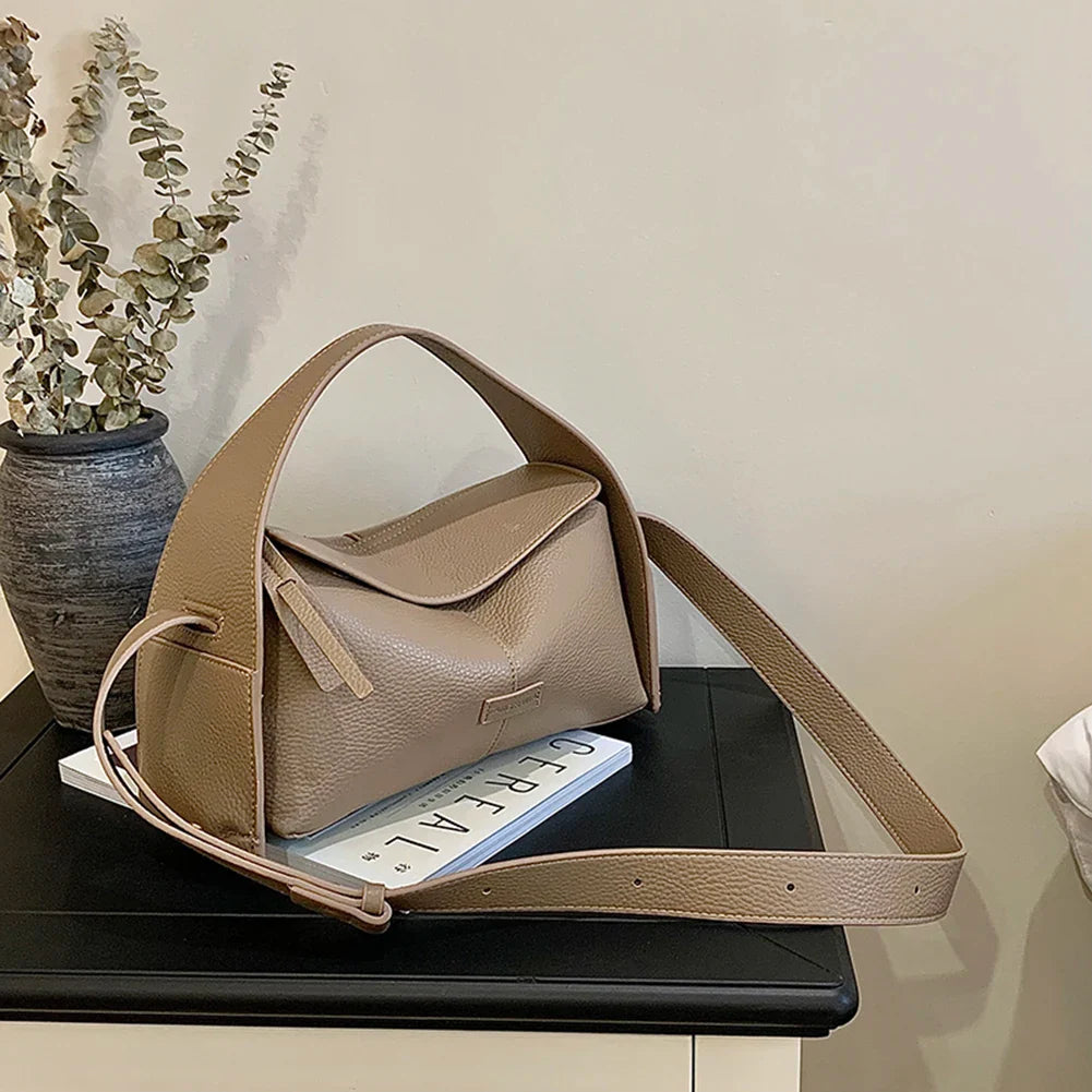 Shoulder Bags for Women PU Leather Horizontal Niche Crossbody Bag Solid Color Fashion Trend Shoulder Bags Commuting Handbag