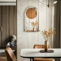 Modern Arched Mirrored Wall Clock Silver Glass Roman Numerals Decorative Clock for Living Room Bedroom