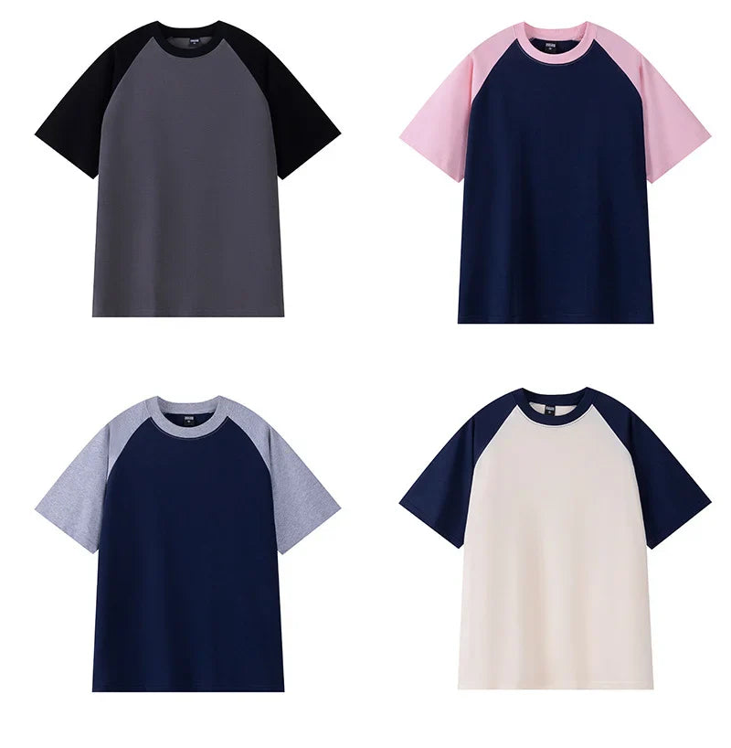 Heavyweight 240g Contrast Sleeve Cotton T-Shirt for Men