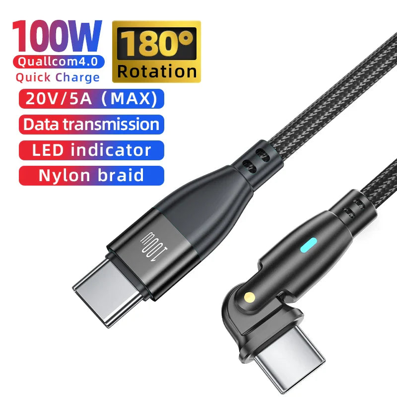 AUFU USB C To Type C Cable PD100W 60W C Type Fast Charging Cable For Samsung Huawei Xiaomi Macbook Laptop Charger Cord Wire 3M