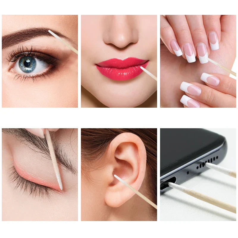 100/300pcs Double Head Cotton Swab Women Makeup Cotton Buds Tip For Medical Wood Sticks Nose Ears Cleaning Health Care Tools