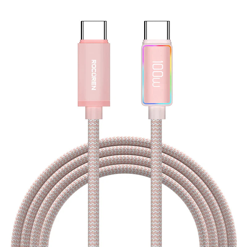 Rocoren 240W 5A High Power Fast Charging Type C Cable 100W PD 3.1 USB C Quick Charging Date Cord For iPhone Samsung Laptop iPad