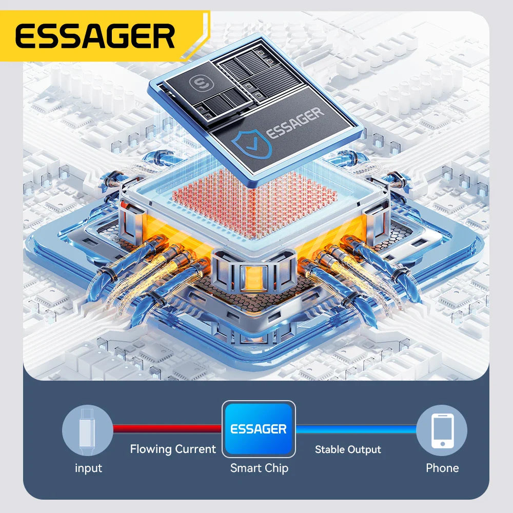 Essager 120W USB  Type C Cable Fast Charging USB C Charger Cord For For iPhone 15 14 13 12 Huawei With Led Digital Display Cable