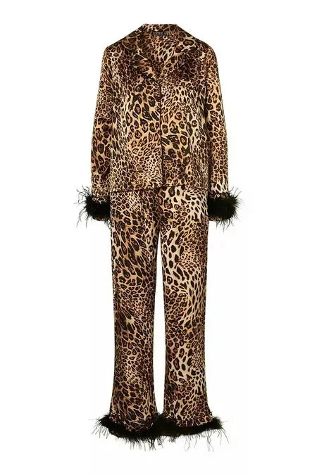 Women's Christmas Tree Plaid Satin Print Pajama Set