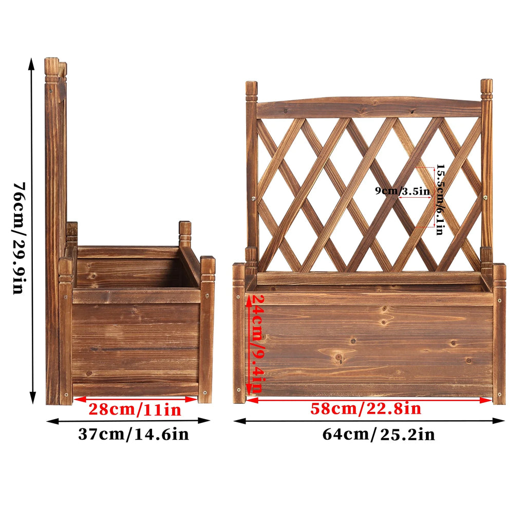 Raised Garden Bed, Wooden Planter Box with Trellis, Vegetable Grow Bed, Support Patio Lattice