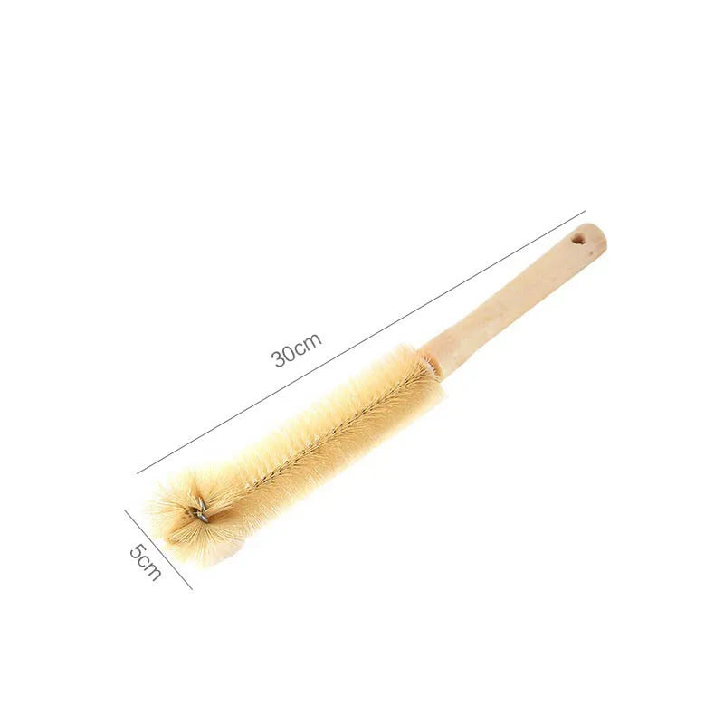 Bottle Brush Cleaner with Long Wooden Handle Water Bottle Cleaning Brush Natural Bristle Kitchen Scrub Bottle Brush for Cup Jug