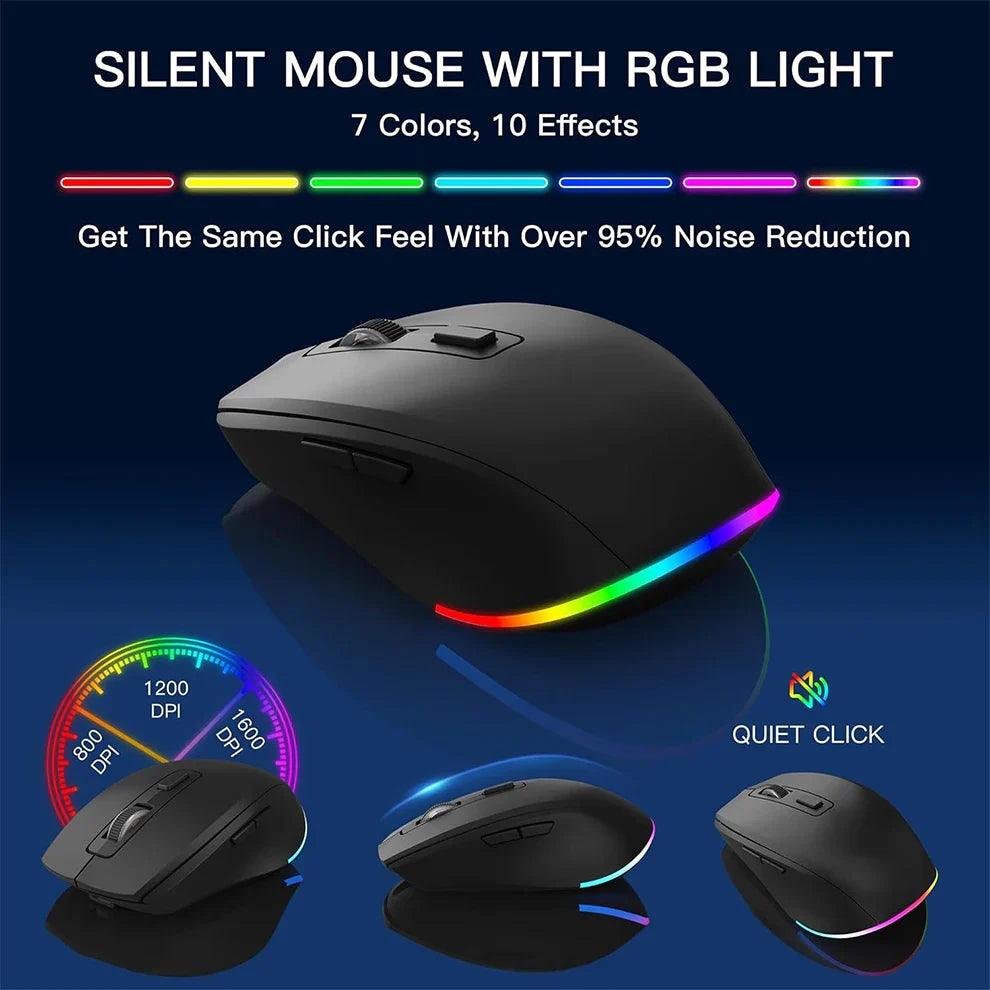 Wireless Keyboard and Mouse Combo with Backlit Full Size Ergonomic Keyboard with Phone Tablet Holder 2.4G Mouse for PC Laptop
