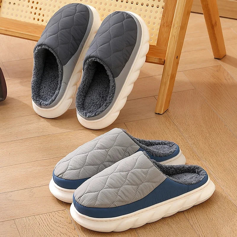 Bebealy Men Shoes Fur Women Slippers Winter House Shoes For Women Indoor Plush Warm Women Shoes 2024 Casual Home Shoes For Men
