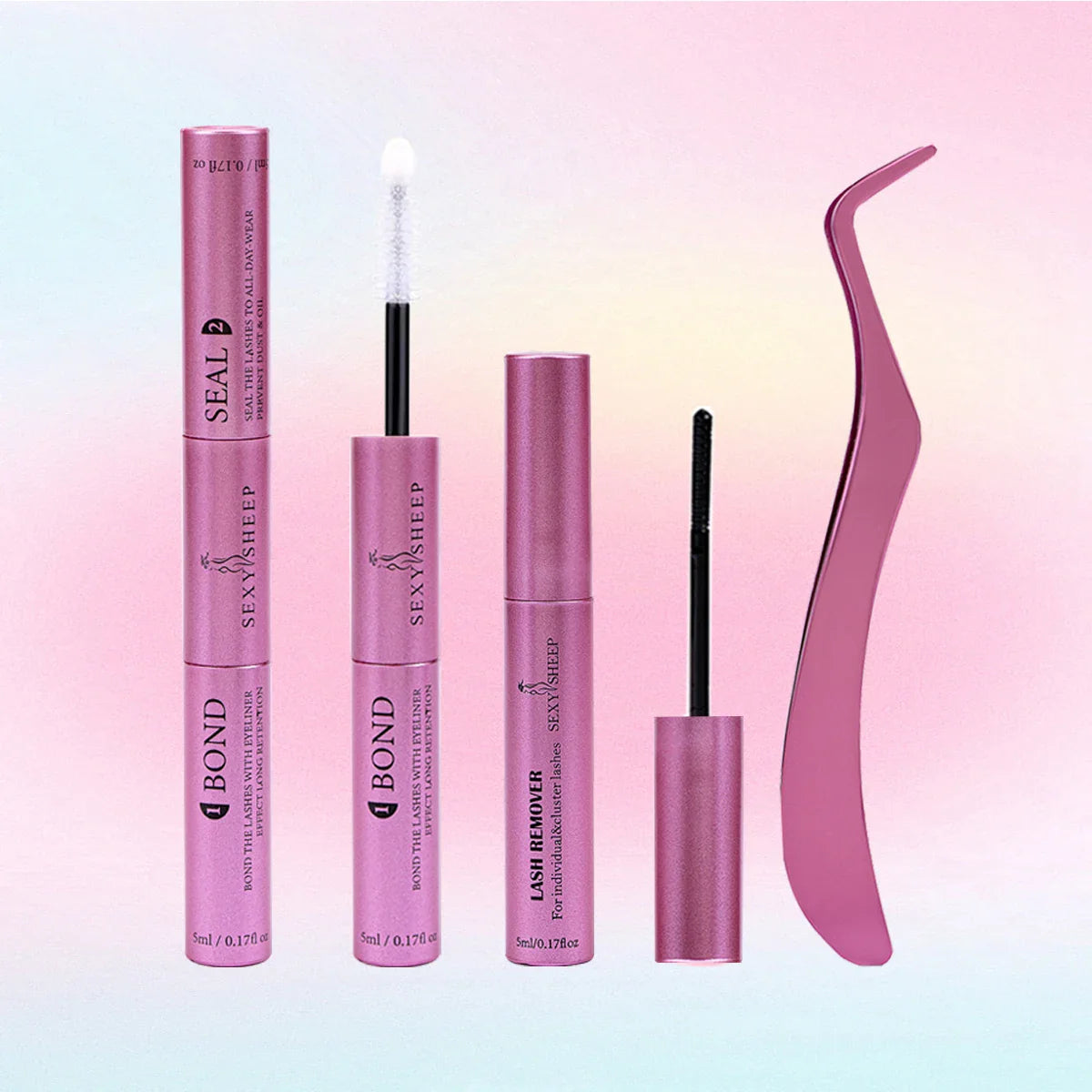 Lash Bond and Seal 10ml Individual Lashes Glue and Seal Super Strong Hold Lash Extension and Lash Glue Remover 5ml Tweezers Kit