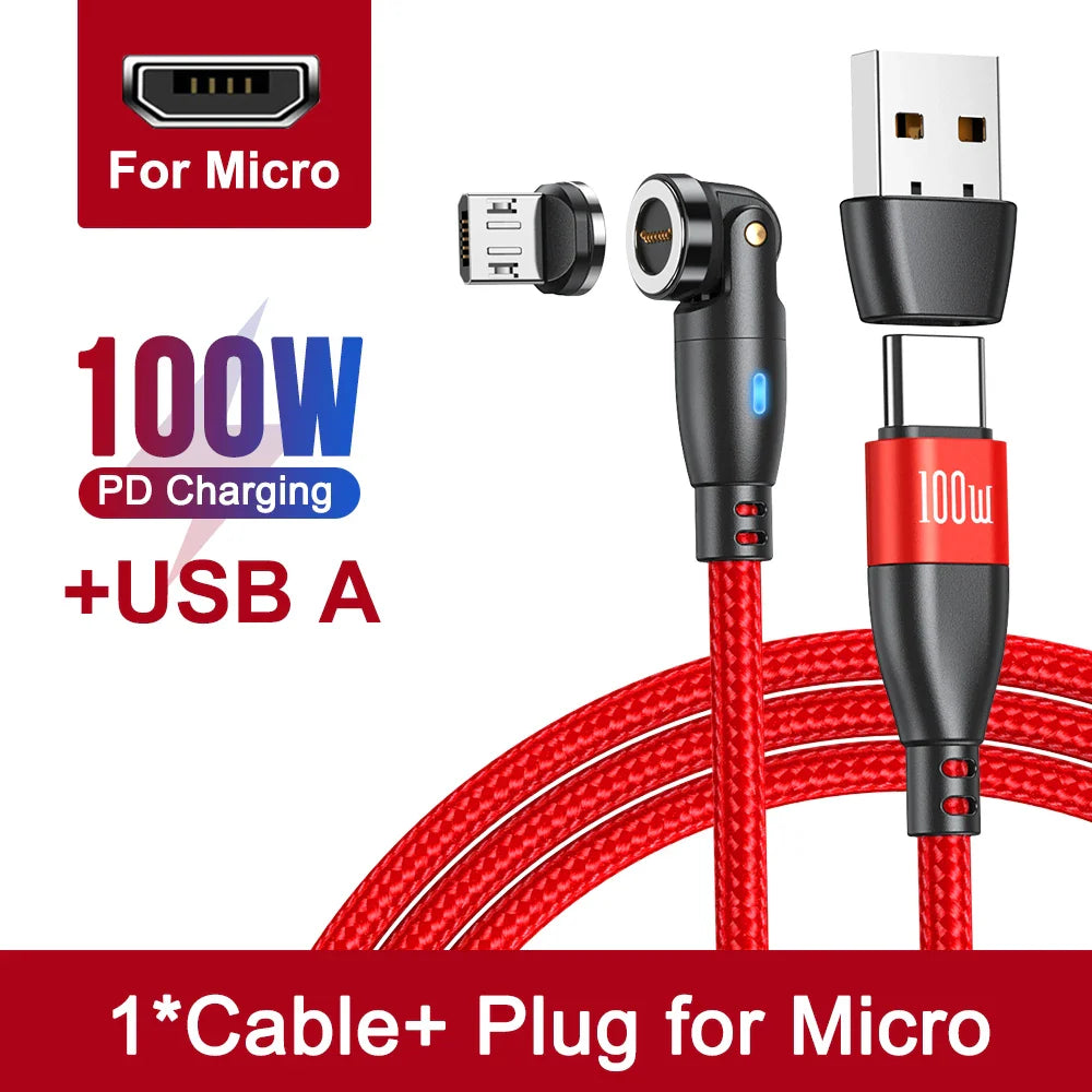 AUFU 100W Magnetic USB Type C Cable 5A Fast Charging Micro Type C Cable For Macbook Samsung for iPhone Magnet Charger Wire Cord