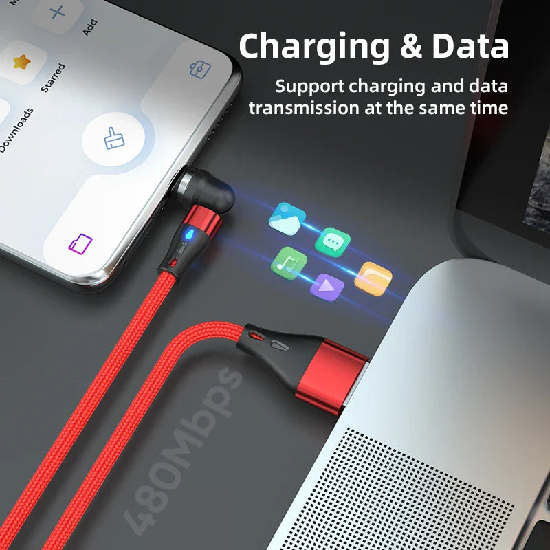 AUFU 5A Magnetic Type C Cable For Samsung S21 Huawei P30 Magnet Fast Charging Charger Wire for iPhone Xiaomi Micro USB Data Cord