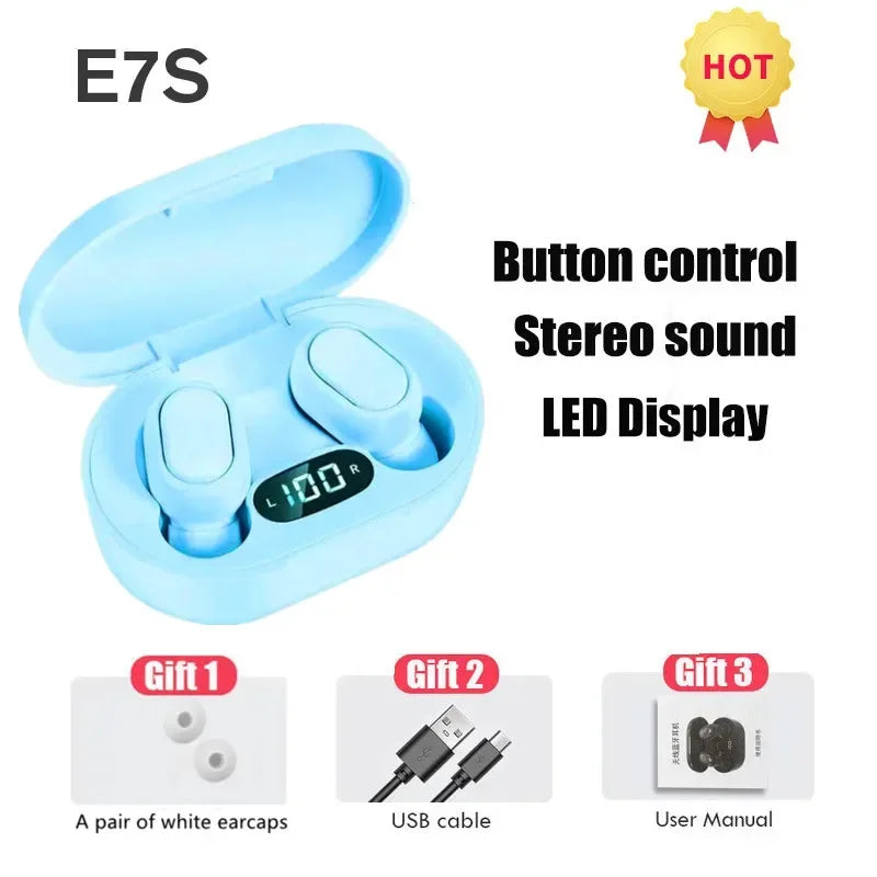 Original E7S Wireless Bluetooth Headset with Mic LED Display Earbuds for iPhone Xiaomi TWS Earphone Bluetooth Headphones Earbuds