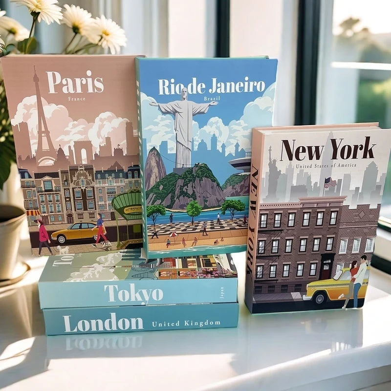 Travel City Decorative Display Books with Hidden Storage – Paris, London, New York, Tokyo & More