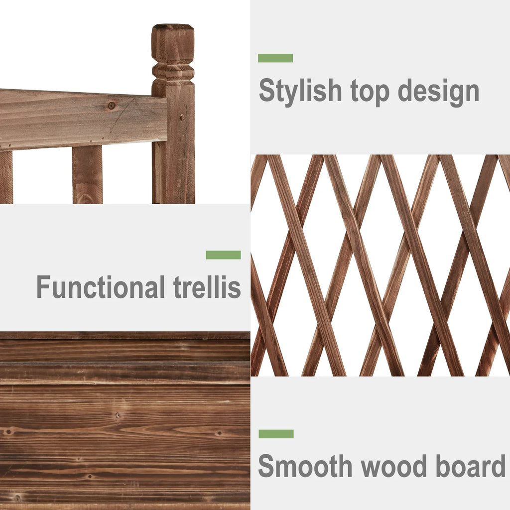 Raised Garden Bed, Wooden Planter Box with Trellis, Vegetable Grow Bed, Support Patio Lattice