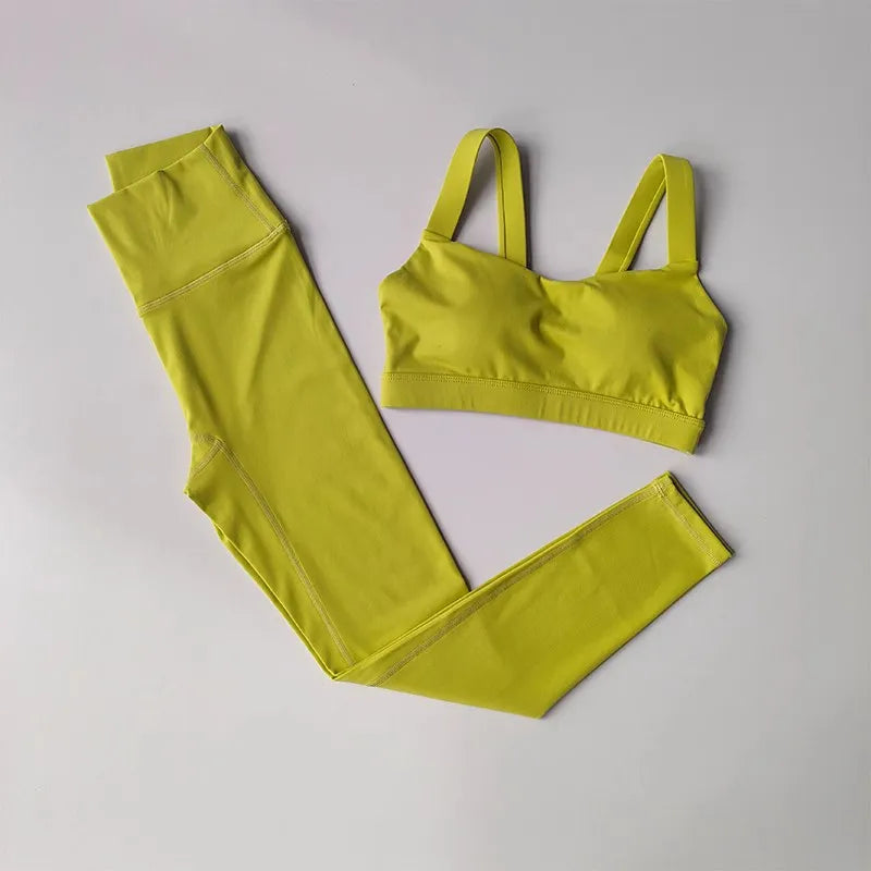 Seamless Yoga Set for Women, Workout Sportswear, Gym Clothing, Fitness, Push Up Bra, High Waist Leggings, 2Pcs Sports Suits