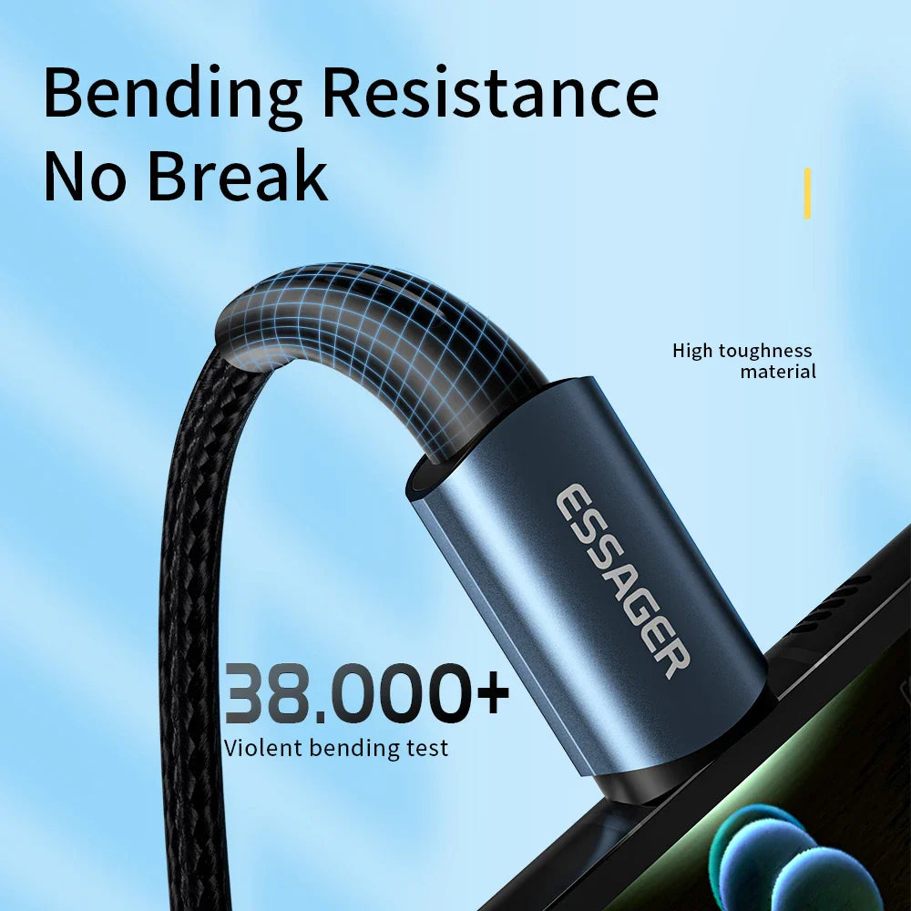 Essager 100W USB Type C To USB C Cable For Xiaomi Huawei P30 P40 Pro 5A Fast Charging Wire Data Cord For Samsung S21 Ultra S20