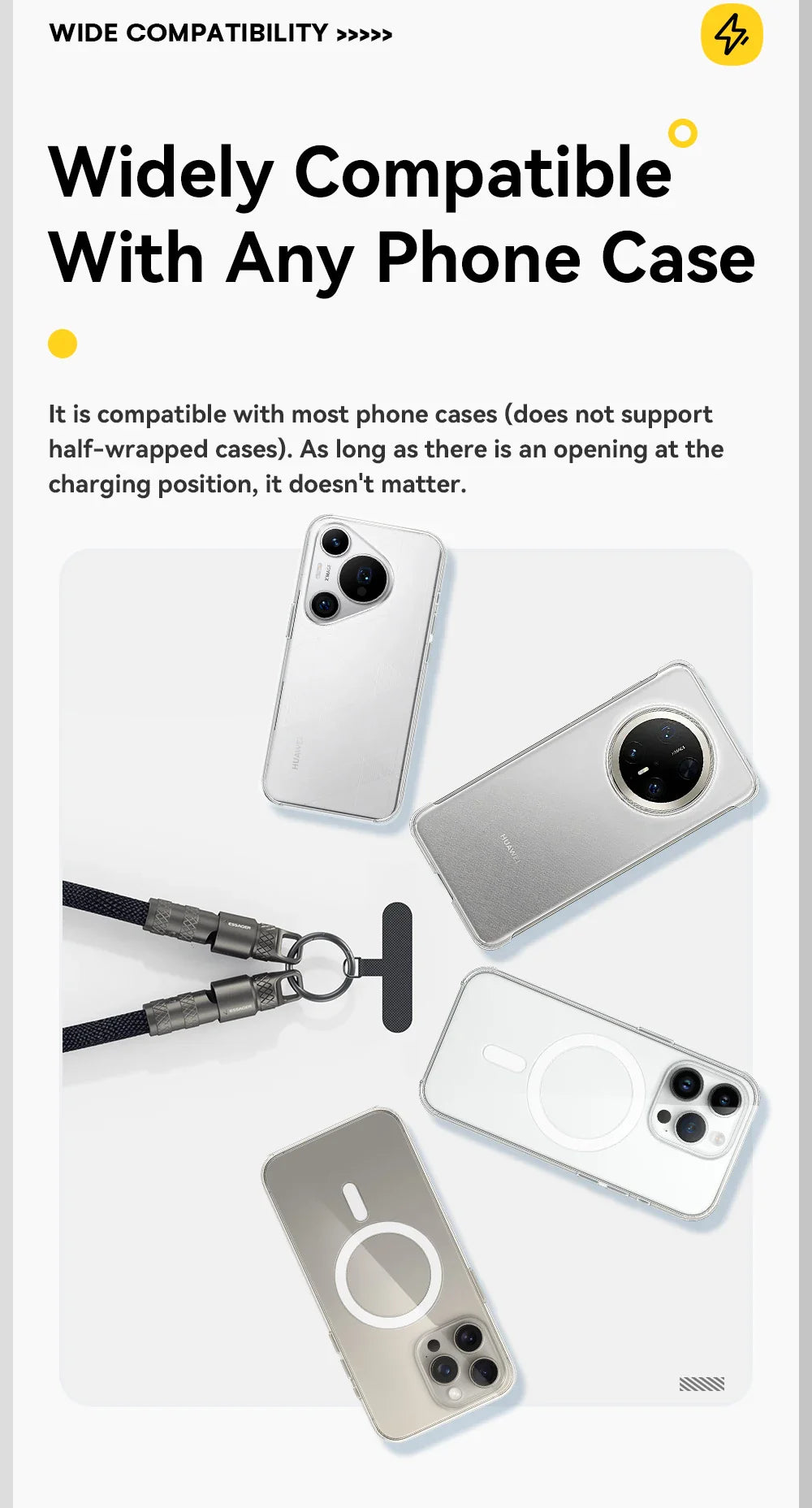 Essager 60W Type C To Type C Fast Charging Cable  For iPhone 16 Xiaomi Huawei  Lanyard  Halter Neck Wrist Multifunctional Cable