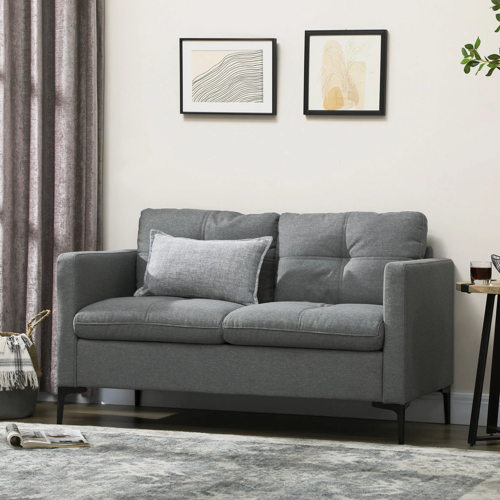 HOMCOM Modern 2 Seater Sofa – Upholstered Loveseat for Living Room