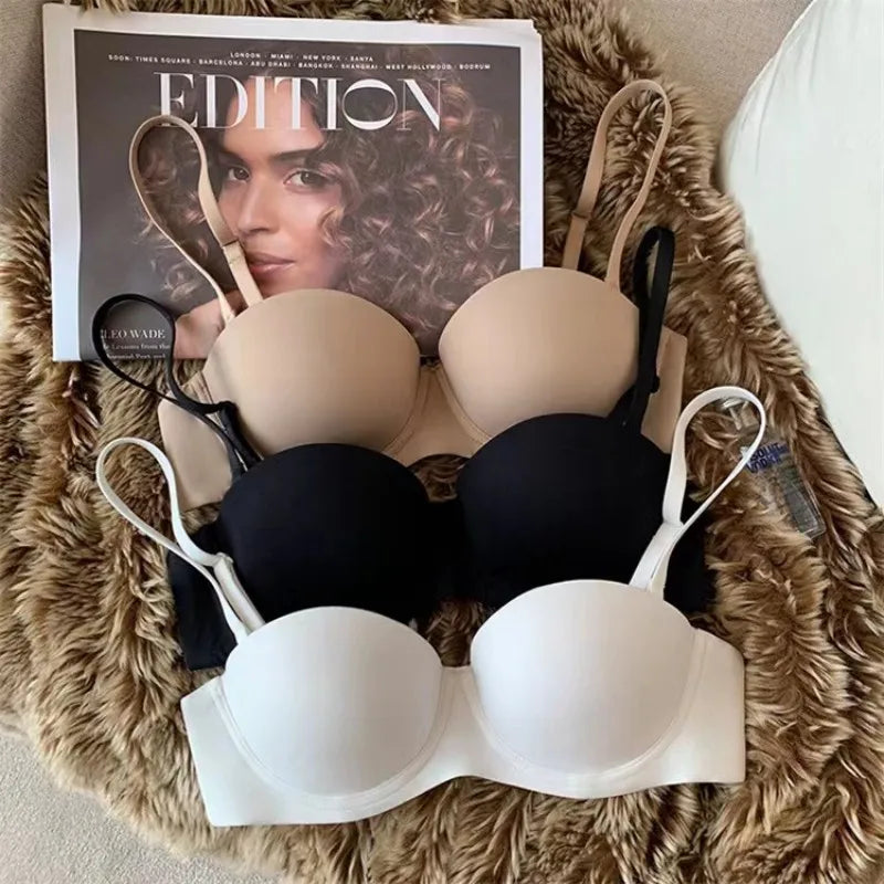 Seamless Push Up Bras For Women 1/2 Cup Underwear Padded Bra Comfort Invisible Brassiere Non-wire Fixed Cup Sexy Lingerie