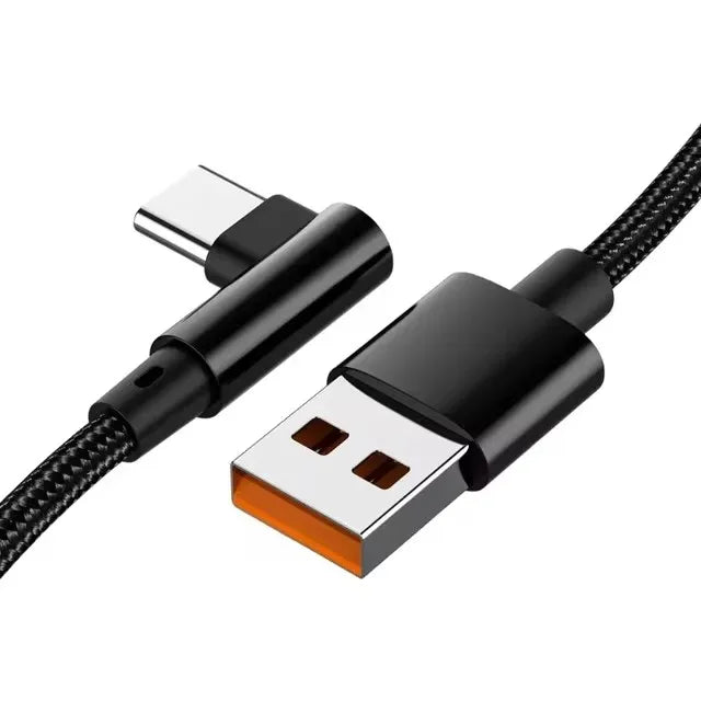 6A 66W Elbow Super Fast Charging Type C Cable for Huawei Mate 50 P60 Nova 11 Honor 100 X9b Xiaomi Redmi POCO USB C Charger Cable