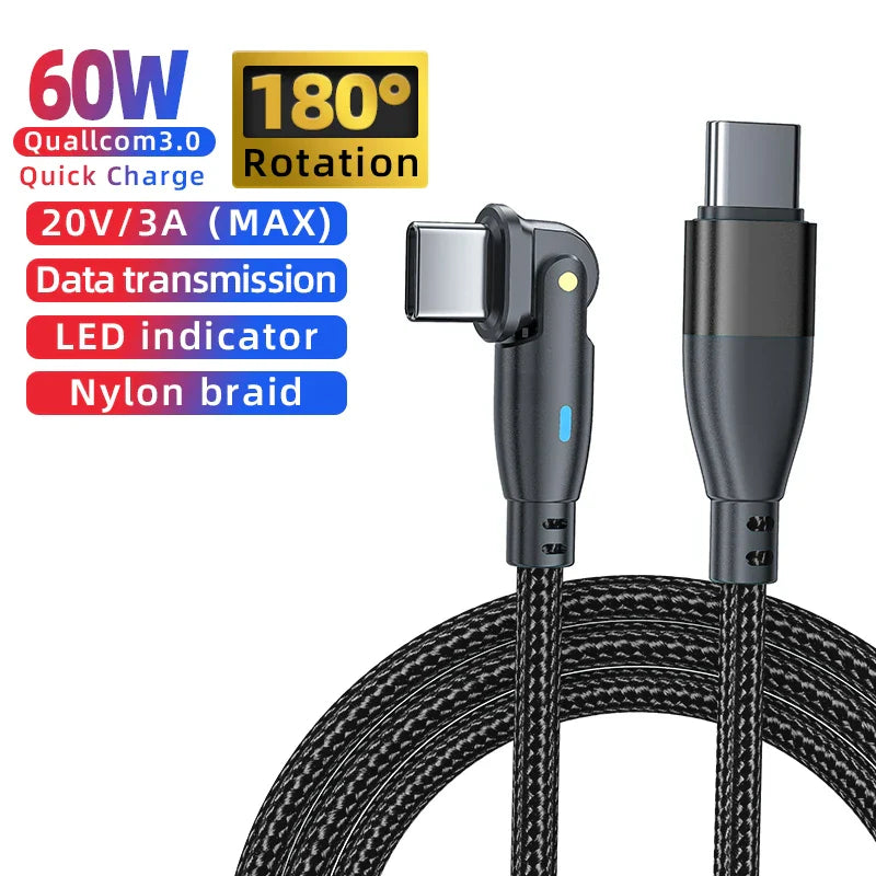 AUFU USB C To Type C Cable PD100W 60W C Type Fast Charging Cable For Samsung Huawei Xiaomi Macbook Laptop Charger Cord Wire 3M