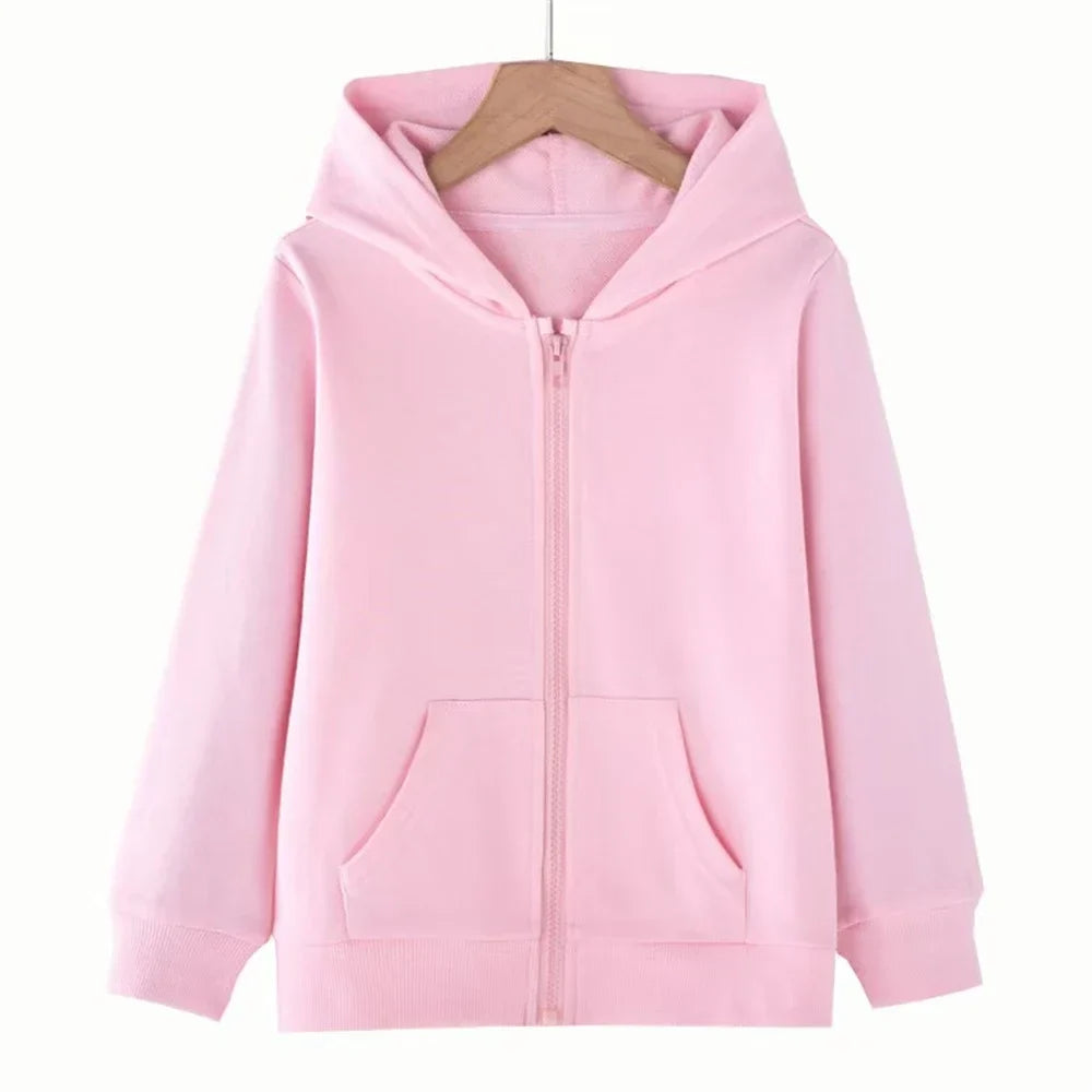 Kids Zip Up Hoodie, Unisex Cotton Blend Sweatshirt