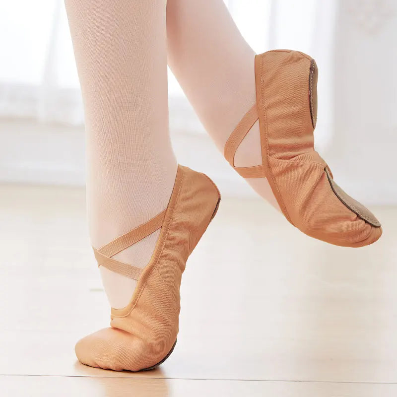 Ballet Shoes for Girls & Women - Stretch Canvas Dance Slippers with Split Sole & Elastic Fit