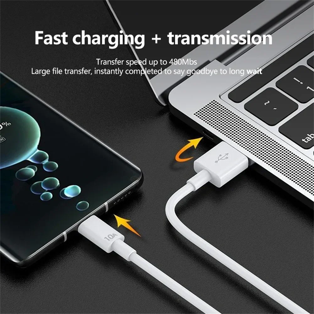 10A 120W USB Type C Cable Fast Charging Wire For Huawei Mate 40 Honor Xiaomi Samsung Quick Charge USB C Phone Charger Data Cord