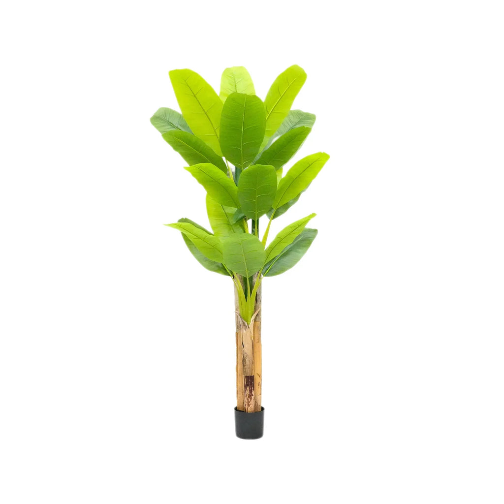 Bird of Paradise Artificial Plants Tree Tropical Faux Banana Silk Tree Fake Banana Leaf Plant with Stalks for Home Office Decor