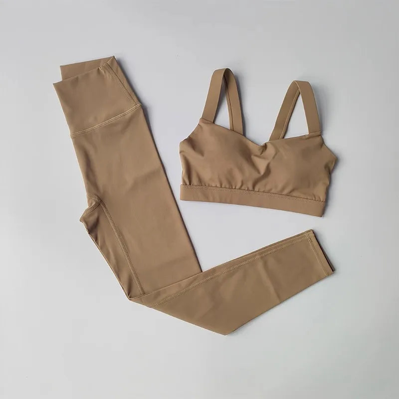 Seamless Yoga Set for Women, Workout Sportswear, Gym Clothing, Fitness, Push Up Bra, High Waist Leggings, 2Pcs Sports Suits