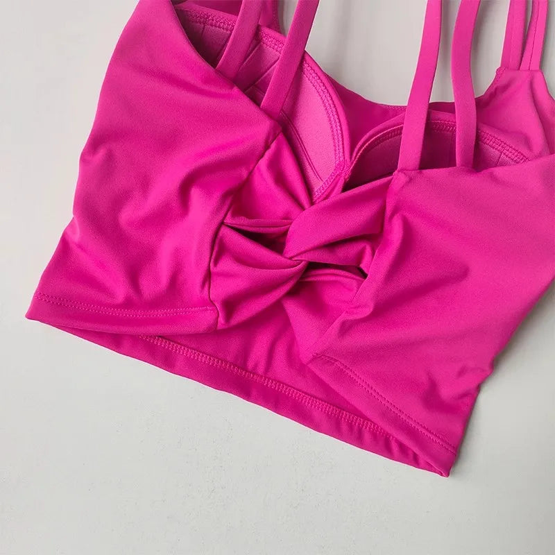 Women's Sports Bras Fitness Top, Sexy Lingerie, Push Up Fixed Pad, Yoga Bra, Back knotted Underwear, Running Vest, Gym Tops