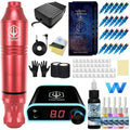 Tattoo Kit POSEIDON Red High Power Tattoo Pen Kit For Permanent Makeup Tattoo Machine Kit Cool Tattoo Power Supply Tattoo Gun Ki