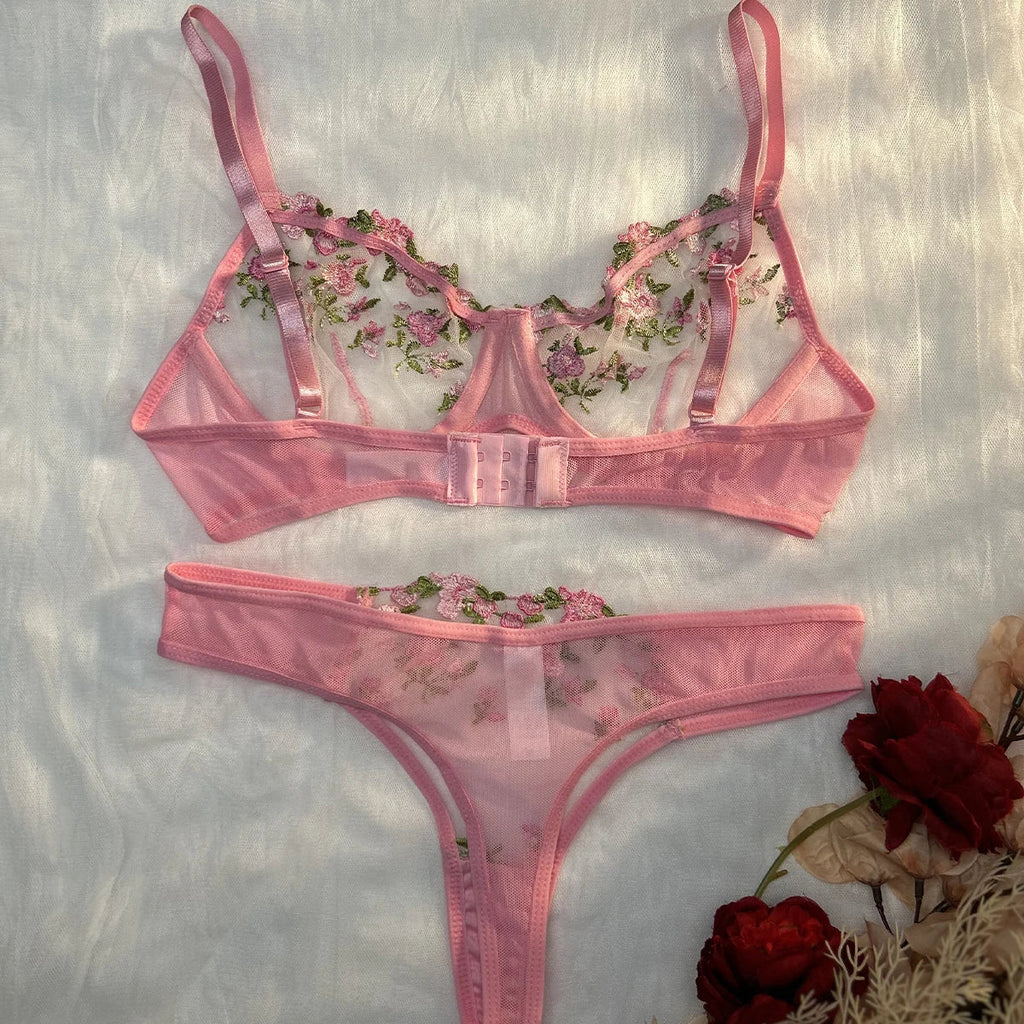 New Hot Erotic Lingerie Women Embroidery Bra Thongs Sets Women's Underwear Sex Sleepwear Pornographic Exotic Set Sexy Costumes