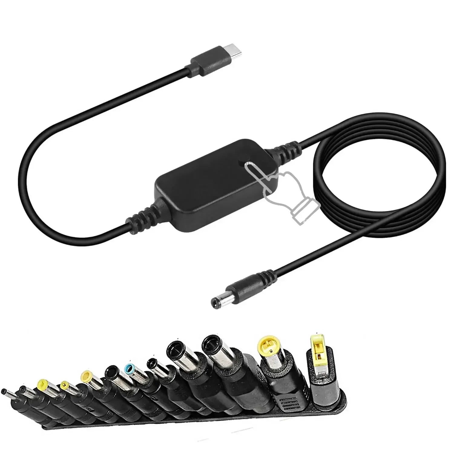 Type C to DC5.5x2.1mm Power Adapter Cord 5-20V Adjustable Voltage PD Fast Charging Cable for Lenovo Asus Hp Acer Laptop and More